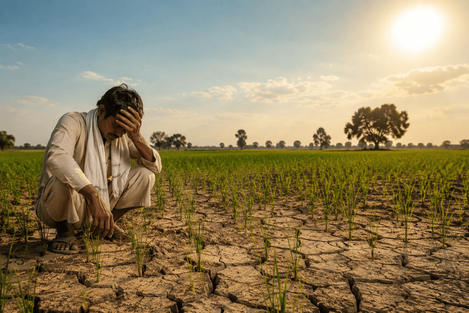 Farmer in India benefiting from extreme heat parametric insurance designed to strengthen climate resilience.